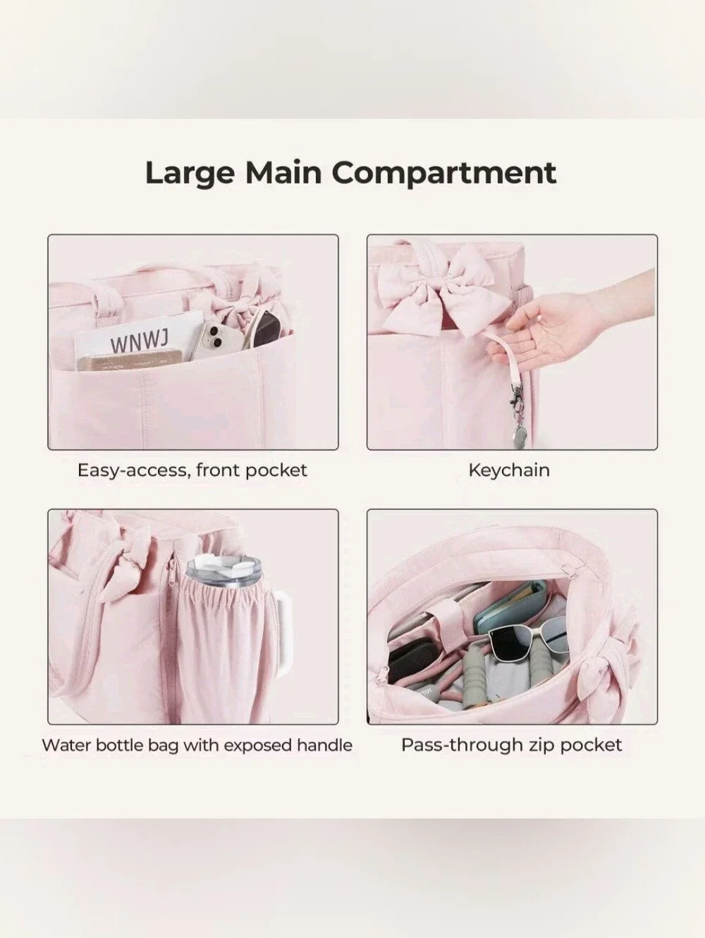 Bagsmart Lightweight Messenger & Laptop Bag Crush 26L Tote- Pink